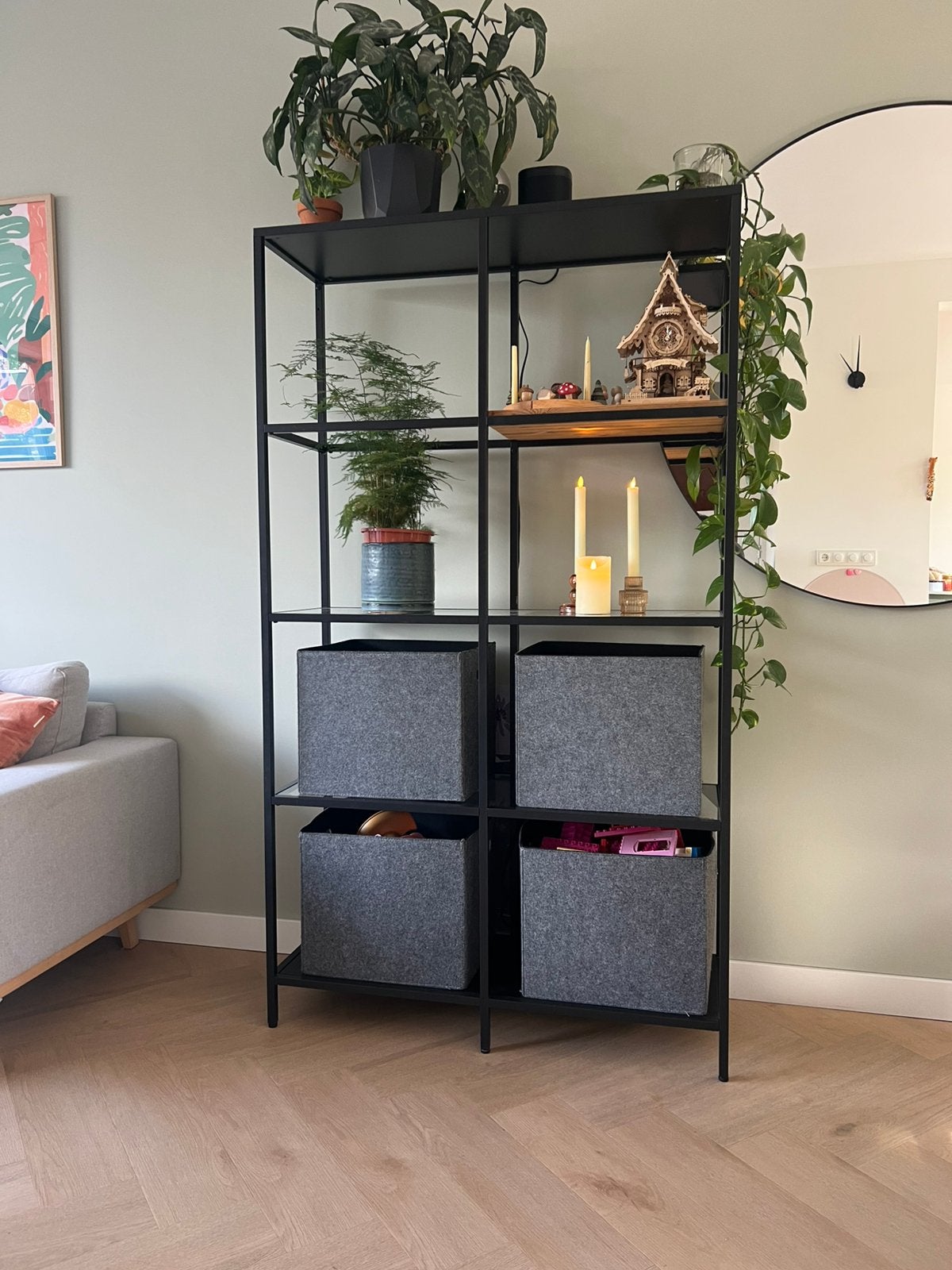 IKEA VITTSJO zwart stalen kast, Ophalen, Gebruikt