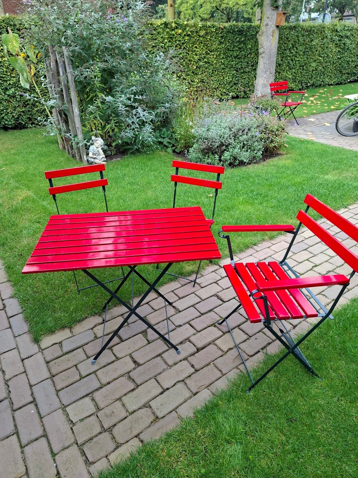 Bistro set rood - inklapbaar met 3 stoelen en tafel, Ophalen