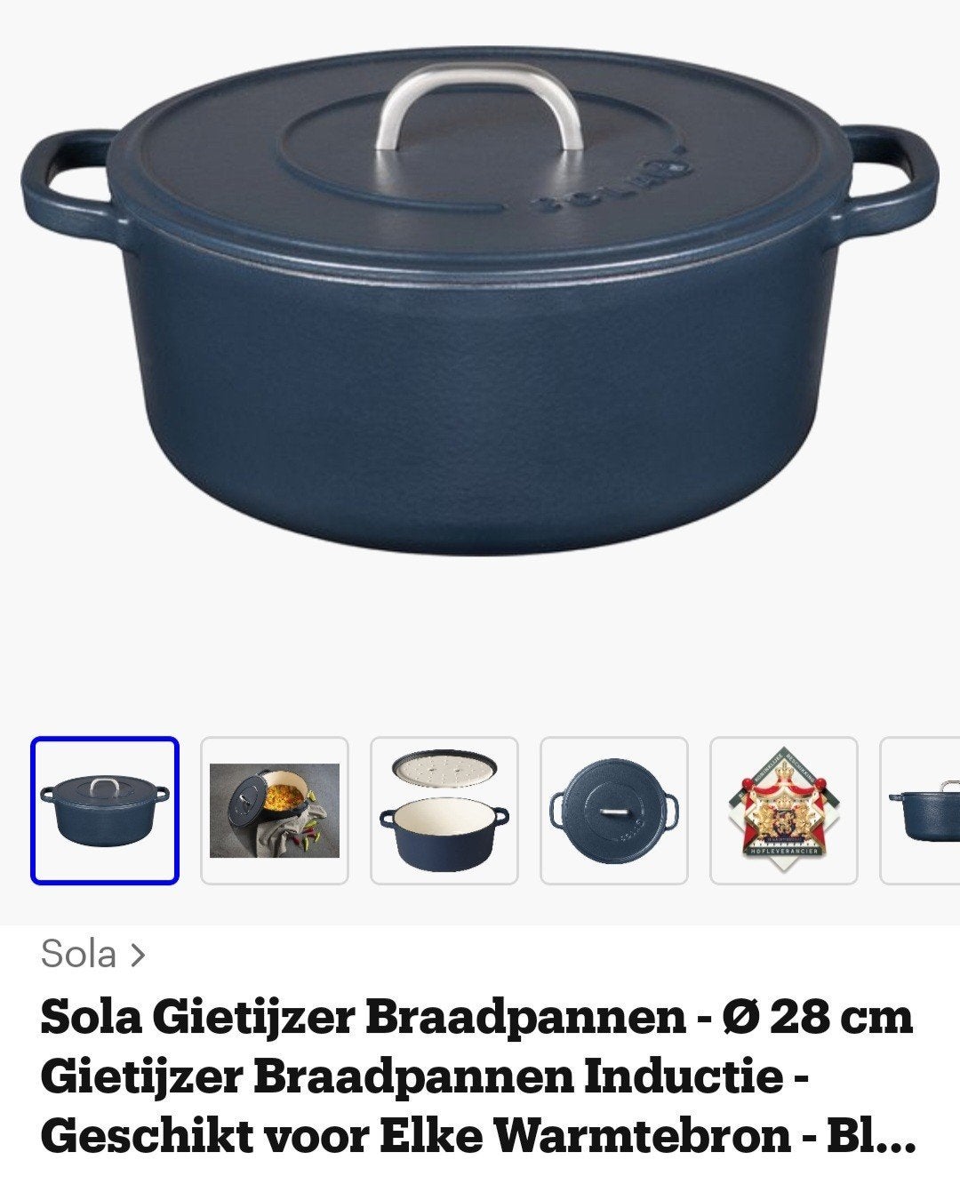 Mooie gietijzeren braadpan van het merk Sola, zo goed als ni, Ophalen of Verzenden, Zo goed als nieuw, Gietijzer