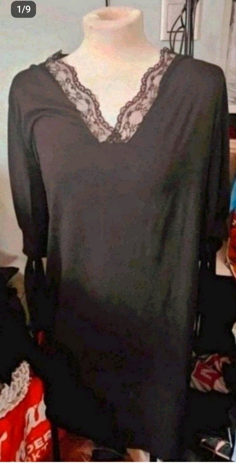 Zwart met parels jurk, Zwart, Maat 46/48 (XL) of groter, Ophalen of Verzenden, Zo goed als nieuw