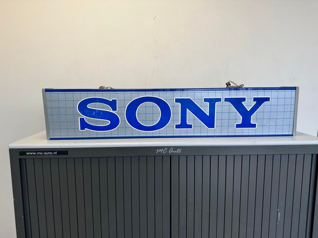 Vintage Sony Reclame Lichtbak Reclamebord, Verzamelen, Ophalen, Gebruikt, Lichtbak of (neon) lamp