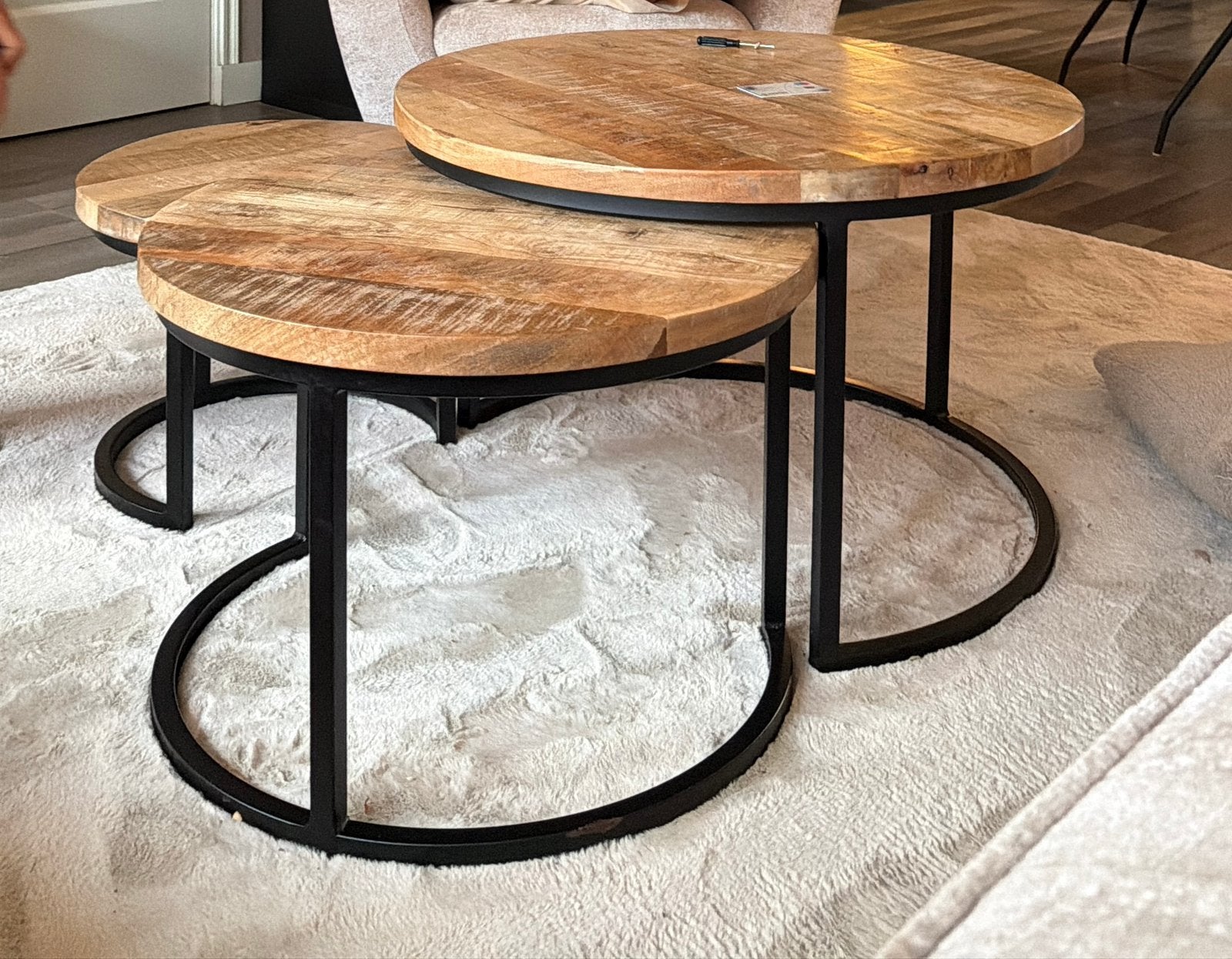 Salontafelset van 3, Ophalen of Verzenden, Zo goed als nieuw, Rond, 50 tot 100 cm