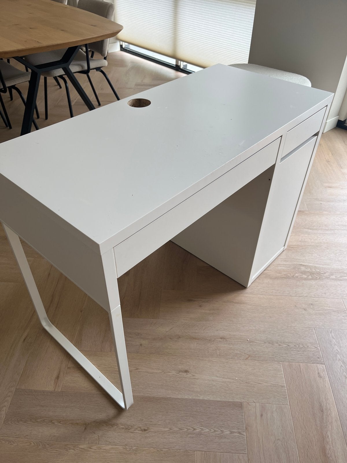 Wit bureau Ikea Micke met lades en opbergruimte, Ophalen, Gebruikt, Met lades, Spaanplaat of MDF