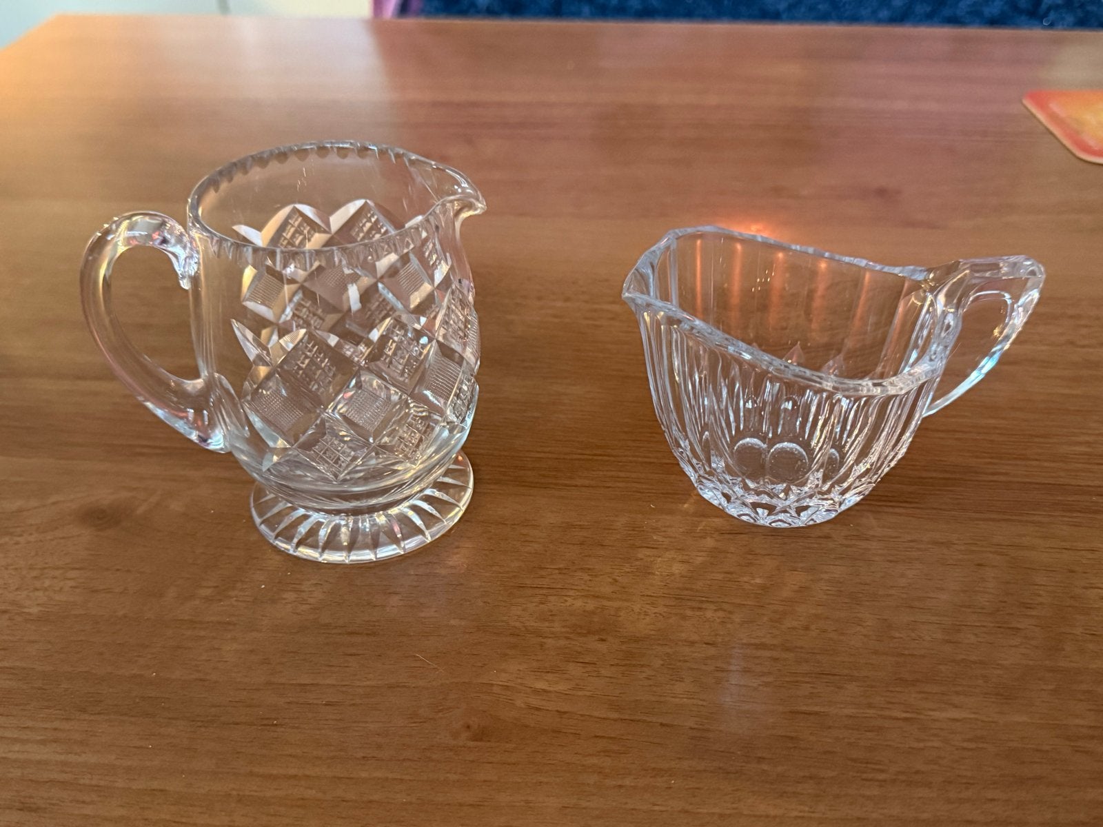 Set van 2 kristallen melk- en suikerpotjes, Antiek en Kunst, Ophalen of Verzenden