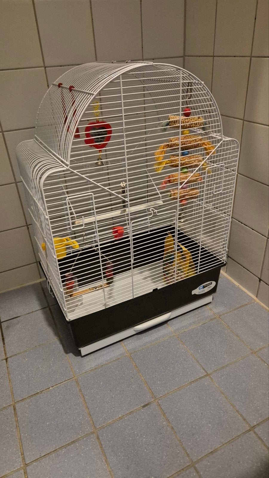 Vogel Kooi Parkiet Agepornes Wit metaal kunstof met acesoire, Dieren en Toebehoren, Ophalen