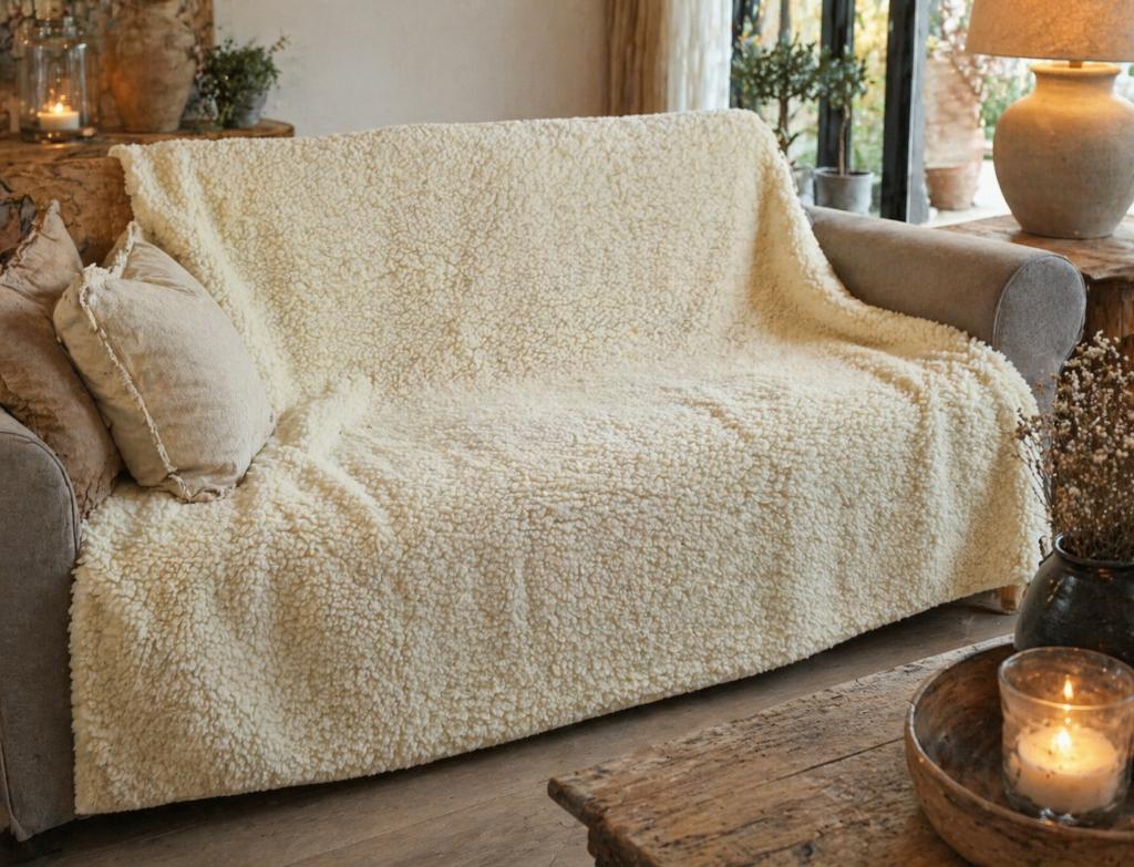 Vintage Franse schapenwollen deken plaid 195x190 cm, Ophalen of Verzenden, Gebruikt