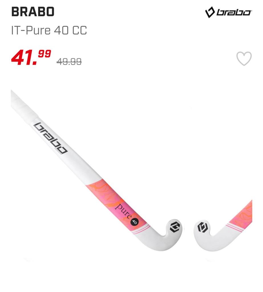 Brabo pure 40 zaal hockey stick 36,5 inch nieuw, Sport en Fitness, Hockey, Ophalen of Verzenden, Nieuw, Stick