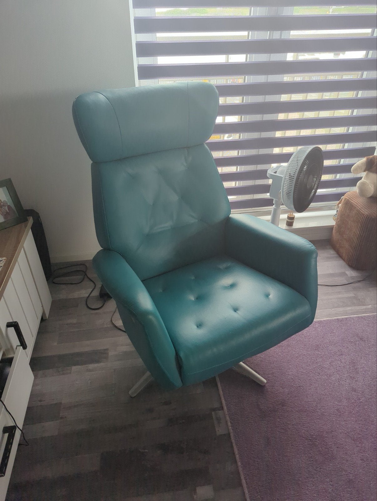 Castelmark Relaxfauteuil - Turquoise Leer, 100 tot 125 cm, Leer, Ophalen of Verzenden, 75 tot 100 cm