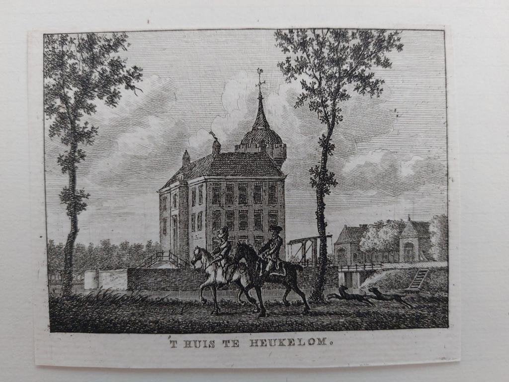 162 / Huis te Heukelom Gravure uit 1792 van J. Bulthuis, Antiek en Kunst, Ophalen of Verzenden