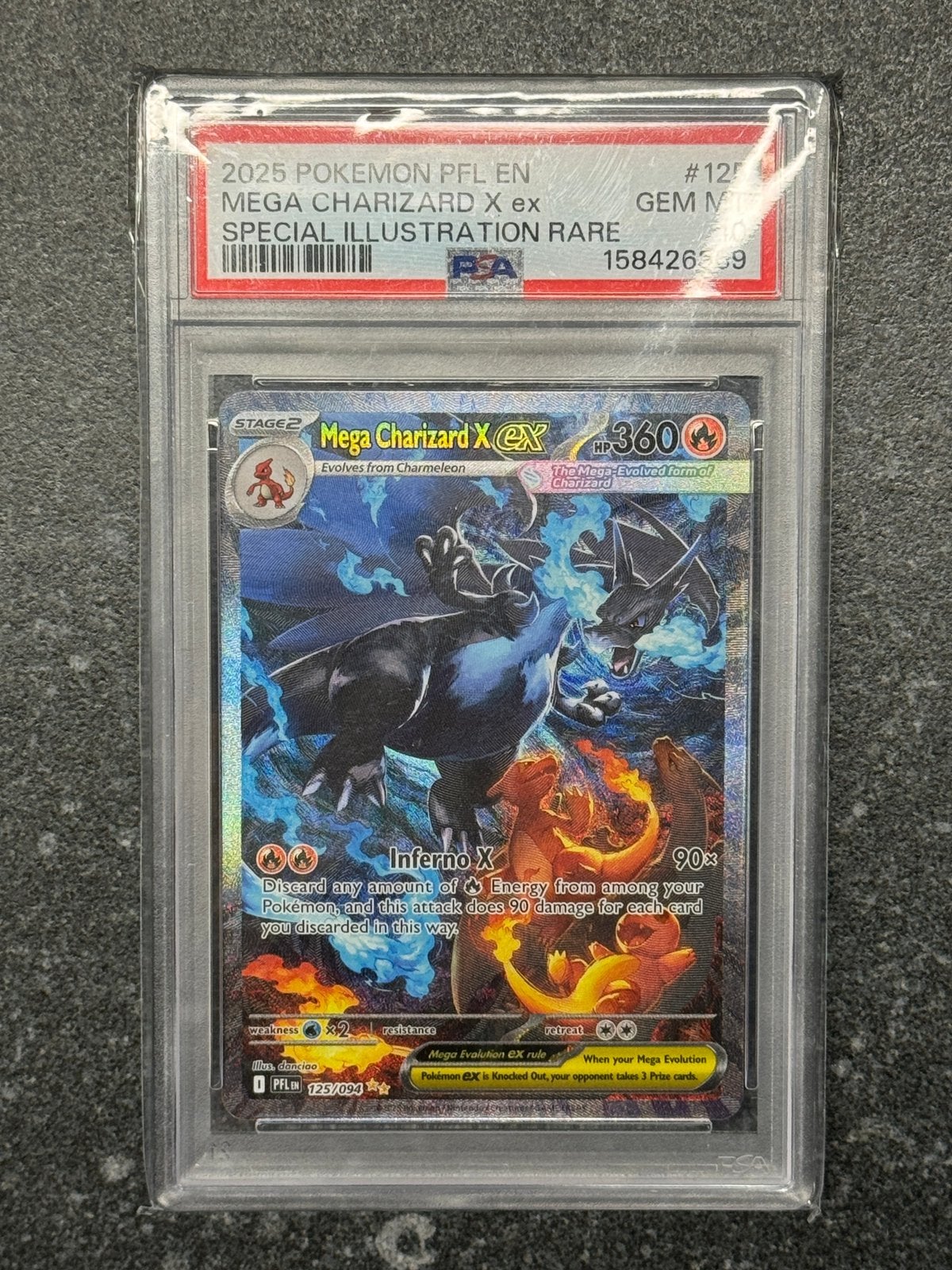 Te koop: PSA 10 Gem Mint Mega Charizard X EX (2025 PFL), Ophalen, Nieuw, Losse kaart, Foil