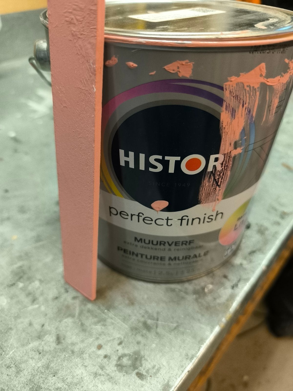 Histor Perfect Finish Muurverf Mat 2.5L - Roze, Gebruikt, Ophalen of Verzenden, Verf, Roze