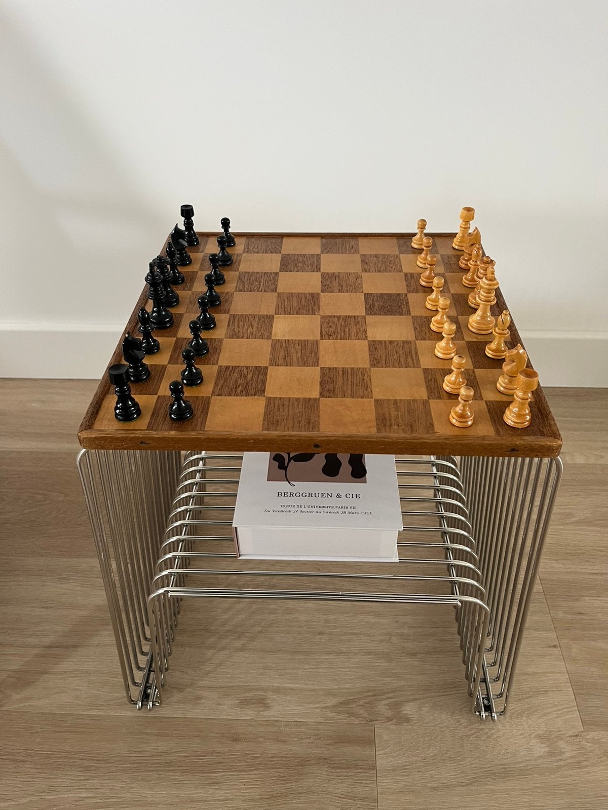 Vintage schaakbord + schaakstukken schaken chessboard, Ophalen, Gebruikt