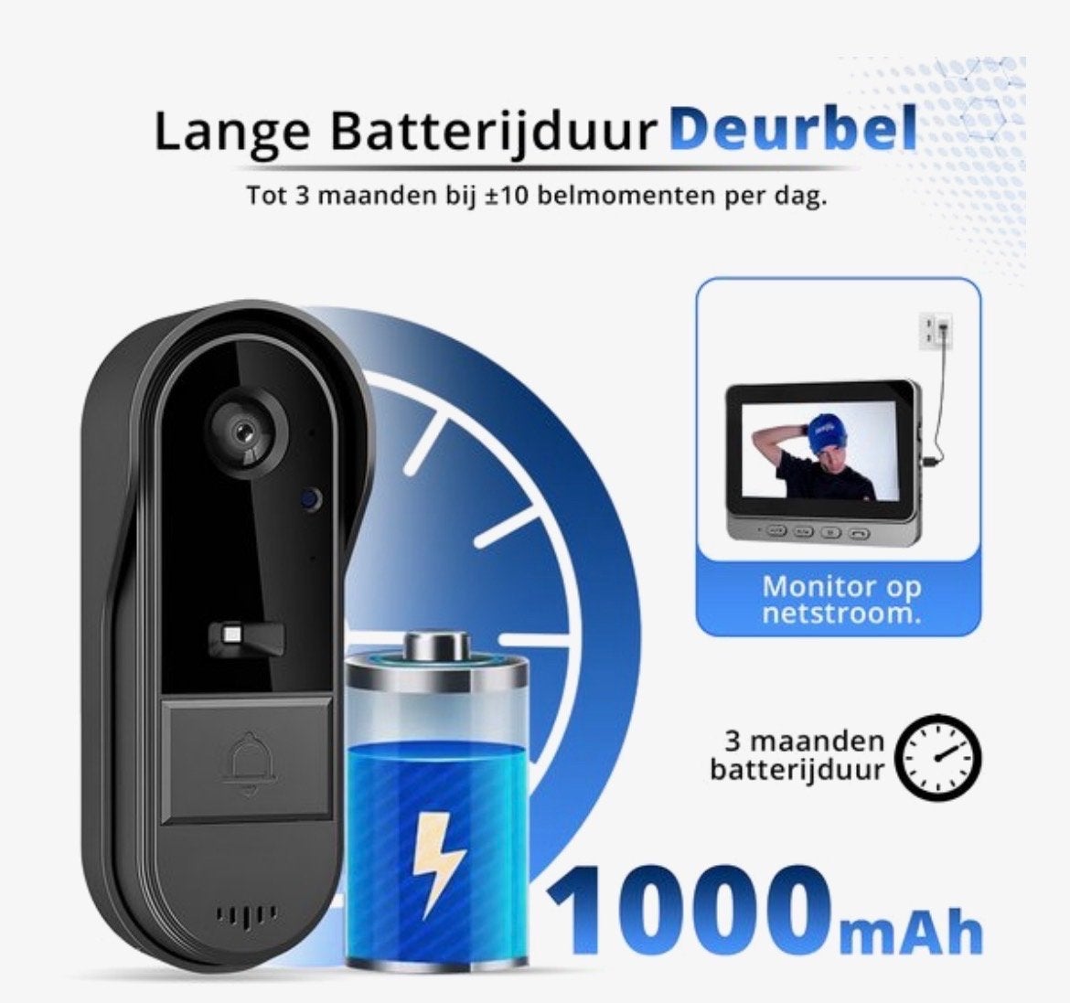 Video Deurbel met Monitor - Zo Goed als Nieuw, Huis en Inrichting, Info@steenvision.com, Draadloos, Ophalen of Verzenden, Zo goed als nieuw