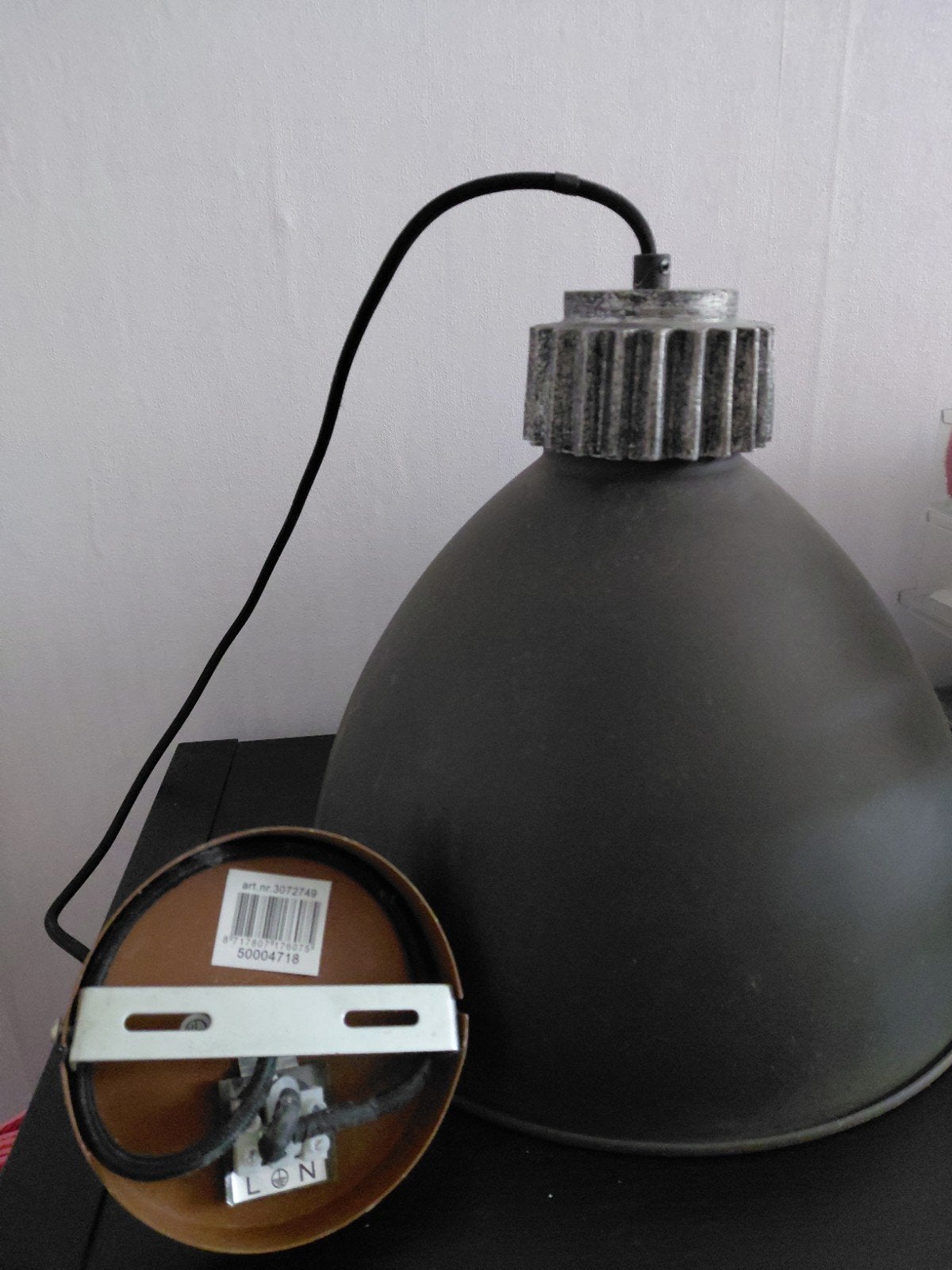 Hanglamp roestkleur met grote fitting E27, Gebruikt, E27 (groot), Ophalen of Verzenden, Industrieel, Vintage