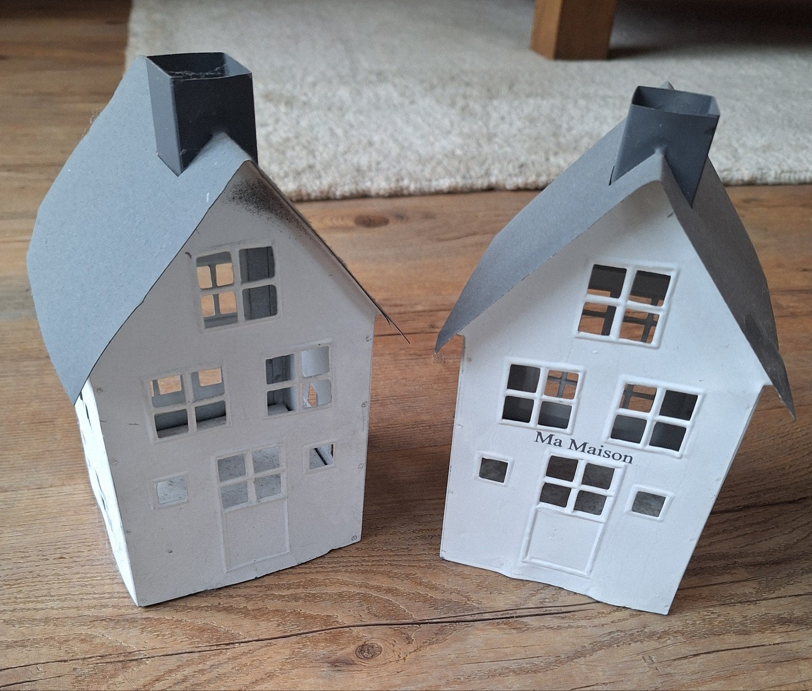 riviera maison metalen huisjes, Waxinelichthouder, Ophalen of Verzenden, Zo goed als nieuw, Crème