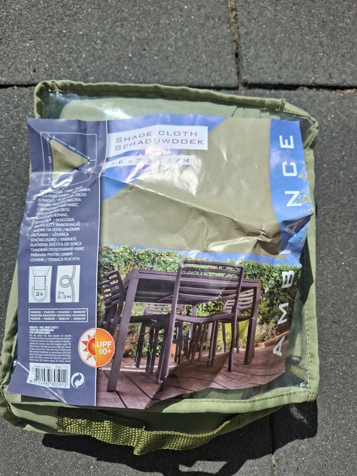 Nieuw Schaduwdoek Driehoek 3.6x3.6x3.6m UPF 50+, Ophalen, Nieuw