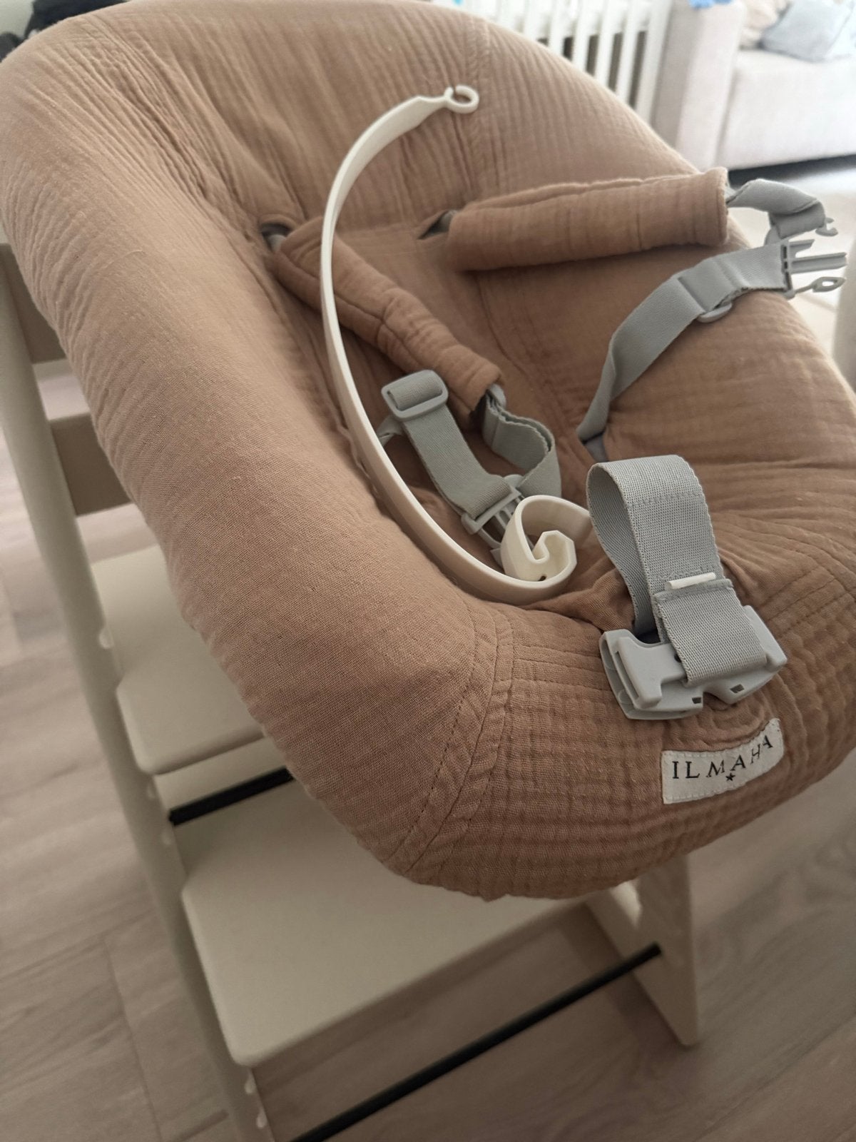 Triptrap newborn set +ILMAHA hoes met zachte bekleding, Ophalen, Zo goed als nieuw, Meegroeistoel, Gordel(s)