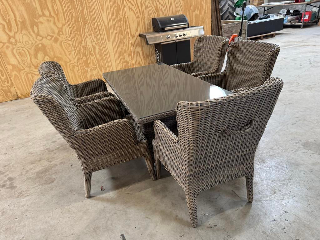 5 x loungset stoelen met nieuwe tafel, Ophalen, Zo goed als nieuw