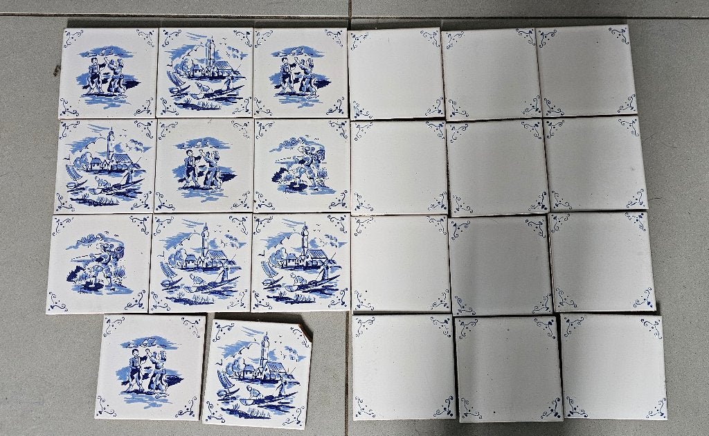 Vintage Delfts blauwe wandtegels, Antiek en Kunst, Ophalen