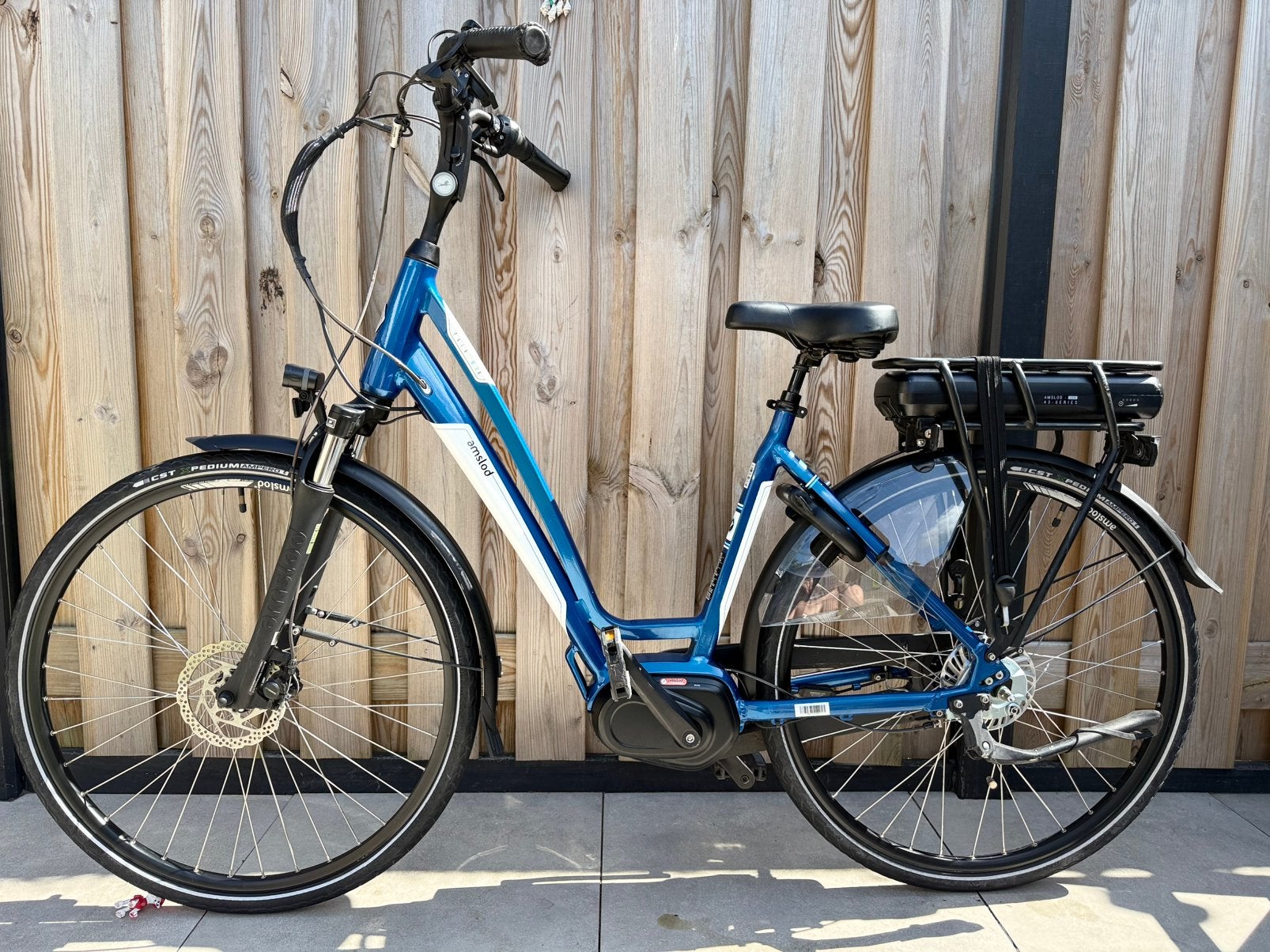 Prachtige Amslod York Elektrische Fiets Bafang M400 600wh, 47 tot 50 cm, Versnellingen, Zo goed als nieuw, Schijfrem