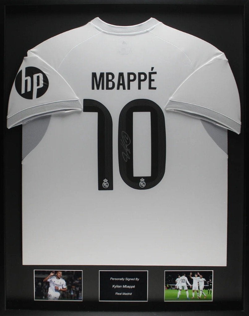 Kylian Mbappe Real Madrid 25/26 gesigneerd ingelijst shirt, Verzamelen, Buitenlandse clubs, Soccersignings.nl, Shirt, Nieuw