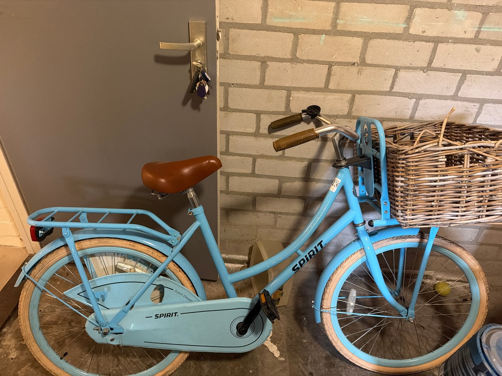 Spirit transportfiets met mand - Lichtblauw, Gebruikt, Velgrem, 50 tot 53 cm, Ophalen