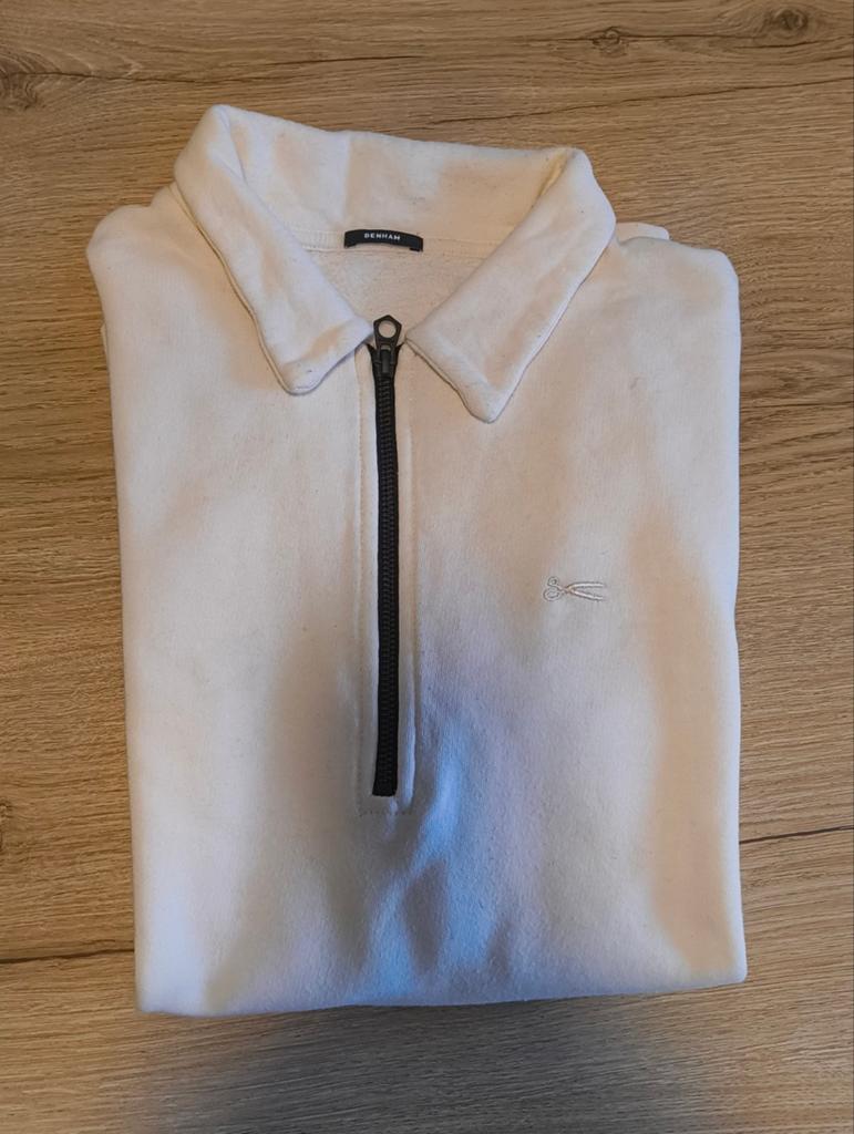 Denham Quarter-Zip Trui Beige Maat M, Maat 48/50 (M), Beige, Ophalen of Verzenden, Gedragen
