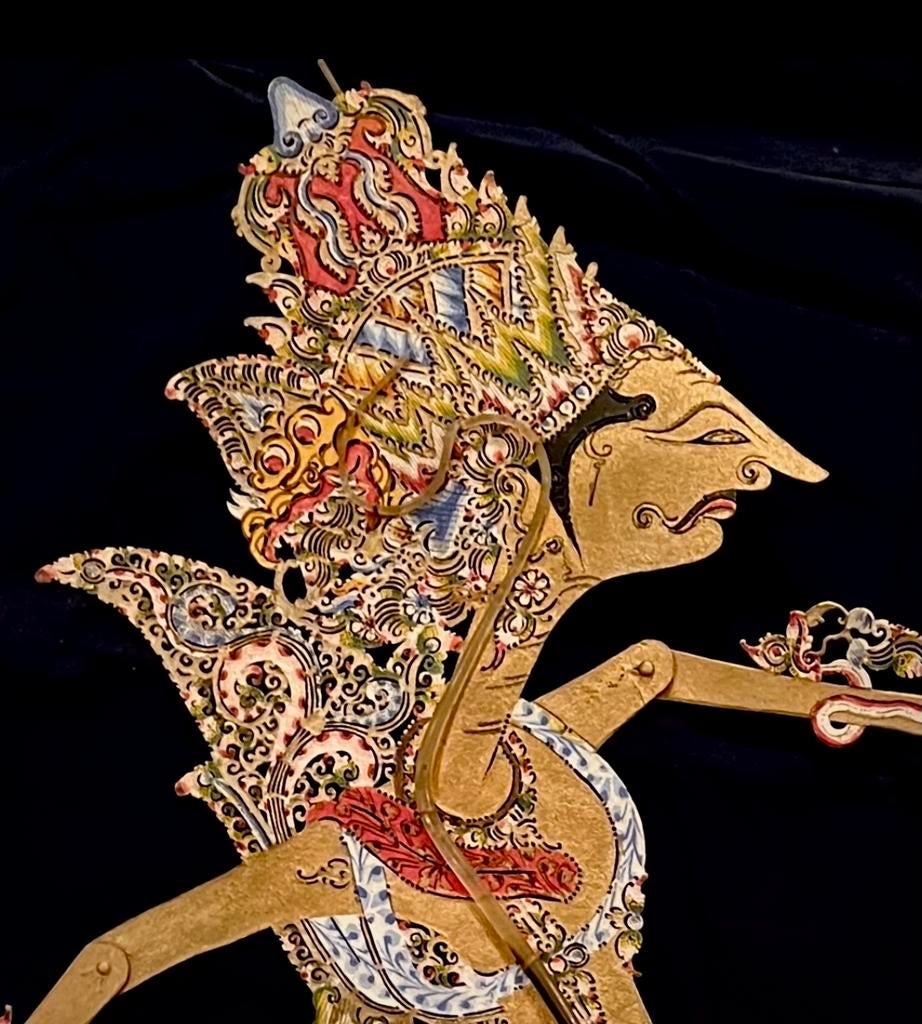 Antieke Lederen Wayang Pop uit Bali, Handgemaakt, Ophalen of Verzenden