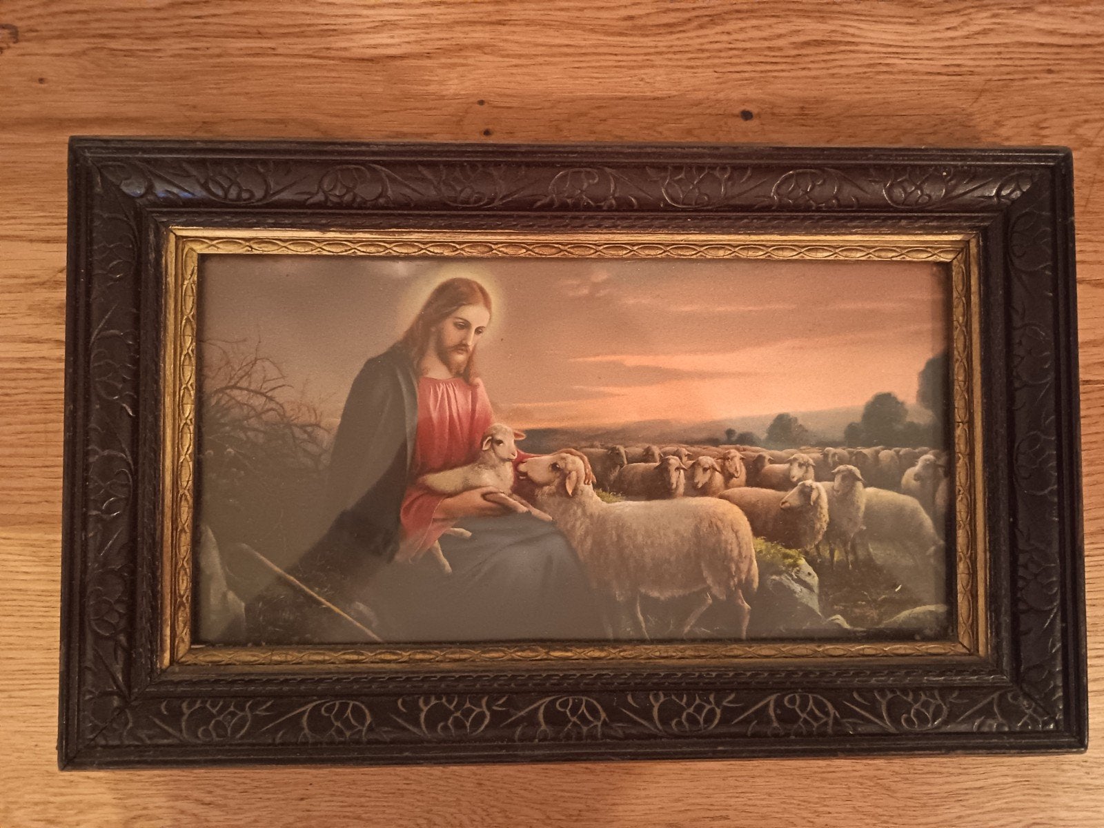 Antieke religieuze prent: Jezus de Goede Herder, Ophalen of Verzenden