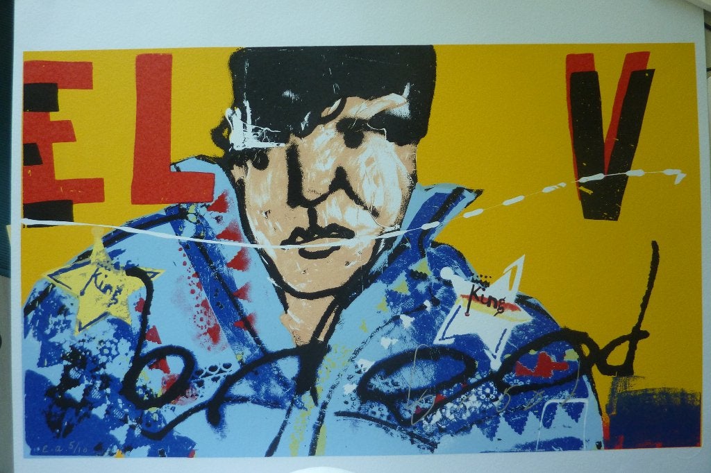 Herman Brood zeefdruk 'The King'  aka Elvis, Antiek en Kunst, Kunst | Litho's en Zeefdrukken, Verzenden, Gesigneerd, Portret en Figuren