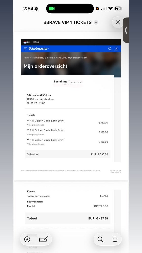 b-brave vip 1 early entry tickets, Tickets en Kaartjes, Concerten | Pop, Drie personen of meer, Mei