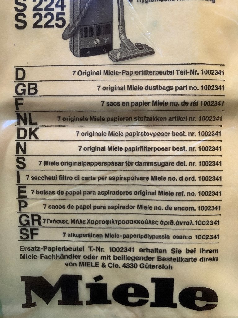 2pakken Miele Stofzuigerzakken S217 S219 S220 S222 S224 S225, Witgoed en Apparatuur, Ophalen of Verzenden, Nieuw, Overige typen
