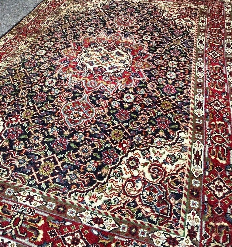 Perzisch tapijt handgeknoopt Tabriz vloerkleed wol vintage, Gebruikt, 150 tot 200 cm, 200 cm of meer, Ophalen of Verzenden