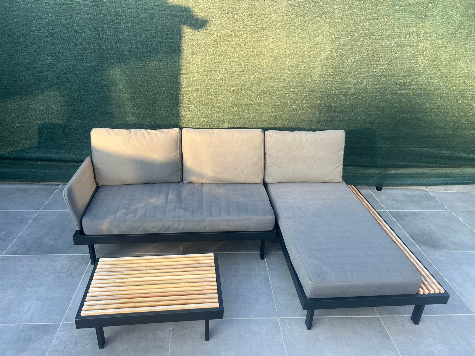 IKEA 3-delige loungeset tuinset – 3-zits – Grijs/Zwart, Ophalen, Gebruikt, 3 zitplaatsen, Loungeset