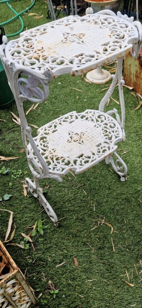 Prachtige gietijzeren bijzettafel (brocante), Ophalen, Gebruikt, Rechthoekig, Metaal