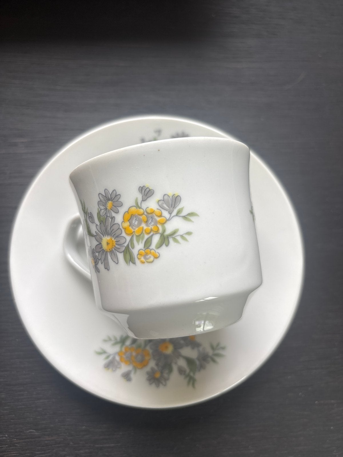 Vintage Bohemia Porselein Kop en Schotel met Bloemmotief, Ophalen of Verzenden
