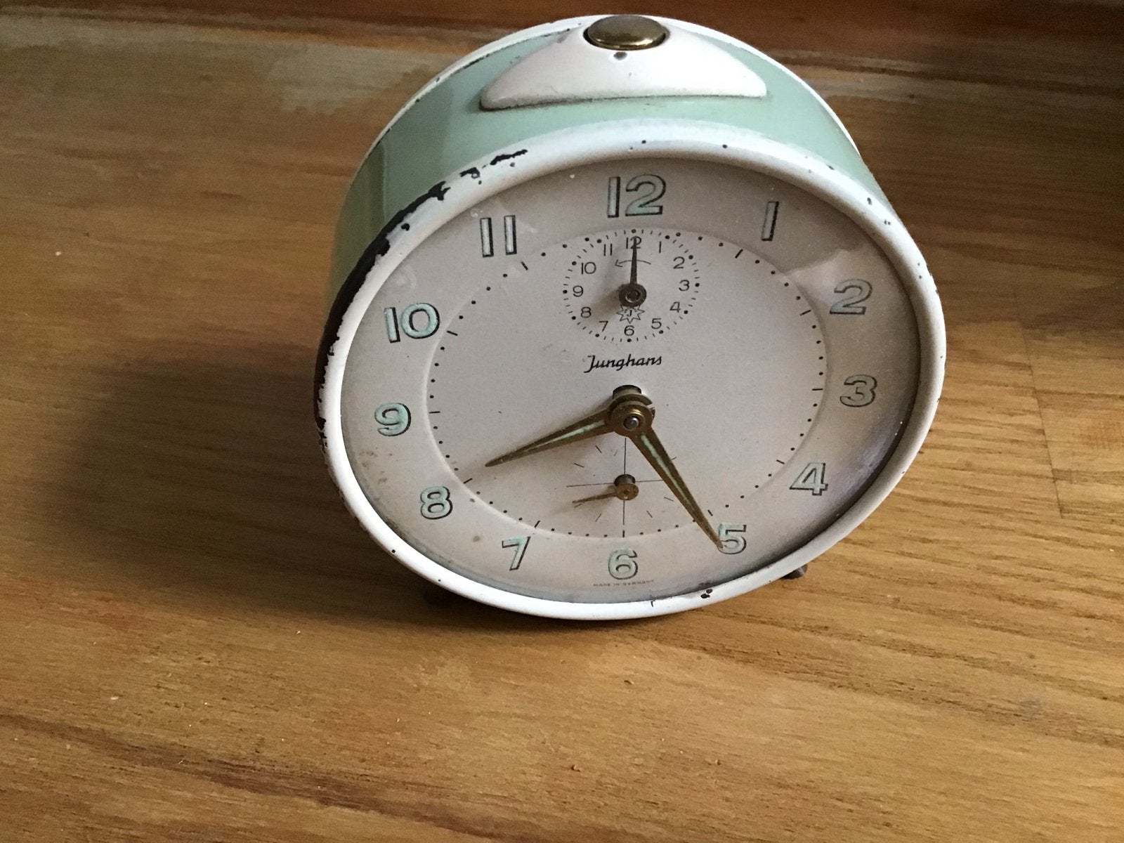 Vintage Junghans wekker - Mintgroen, Ophalen of Verzenden
