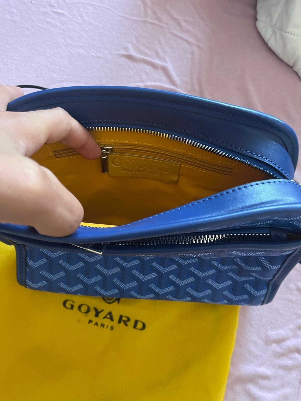 Prachtige, ongedragen blauwe Goyard tasje, Ophalen of Verzenden, Nieuw, Blauw