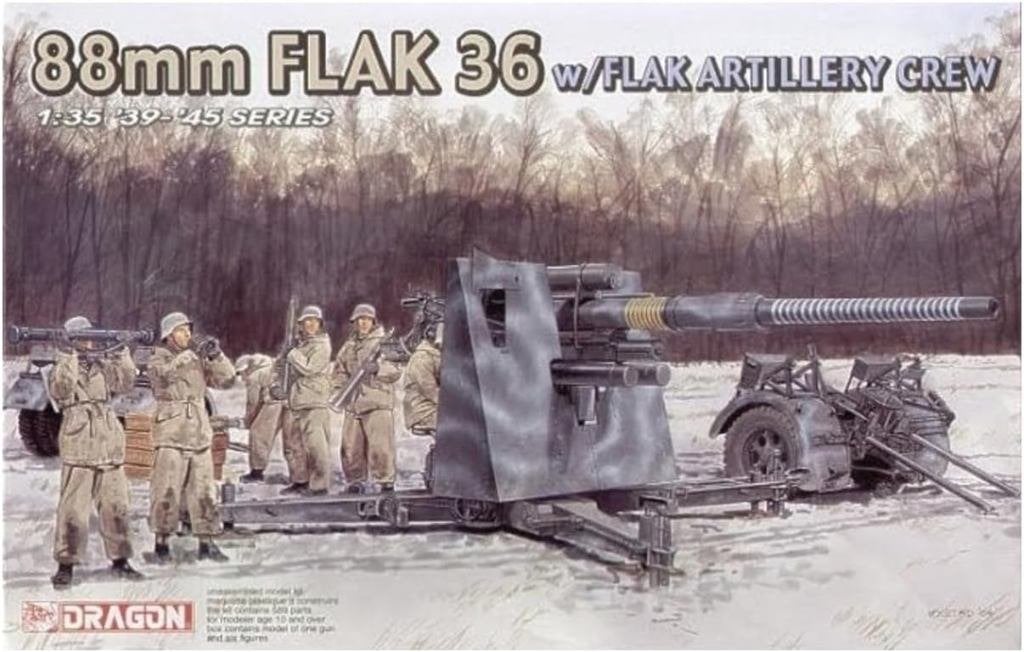 Dragon 1:35 88 mm Flak 36 w. (winter) artillery crew, Hobby en Vrije tijd, Modelbouw | Auto's en Voertuigen, Overige merken, 1:32 tot 1:50