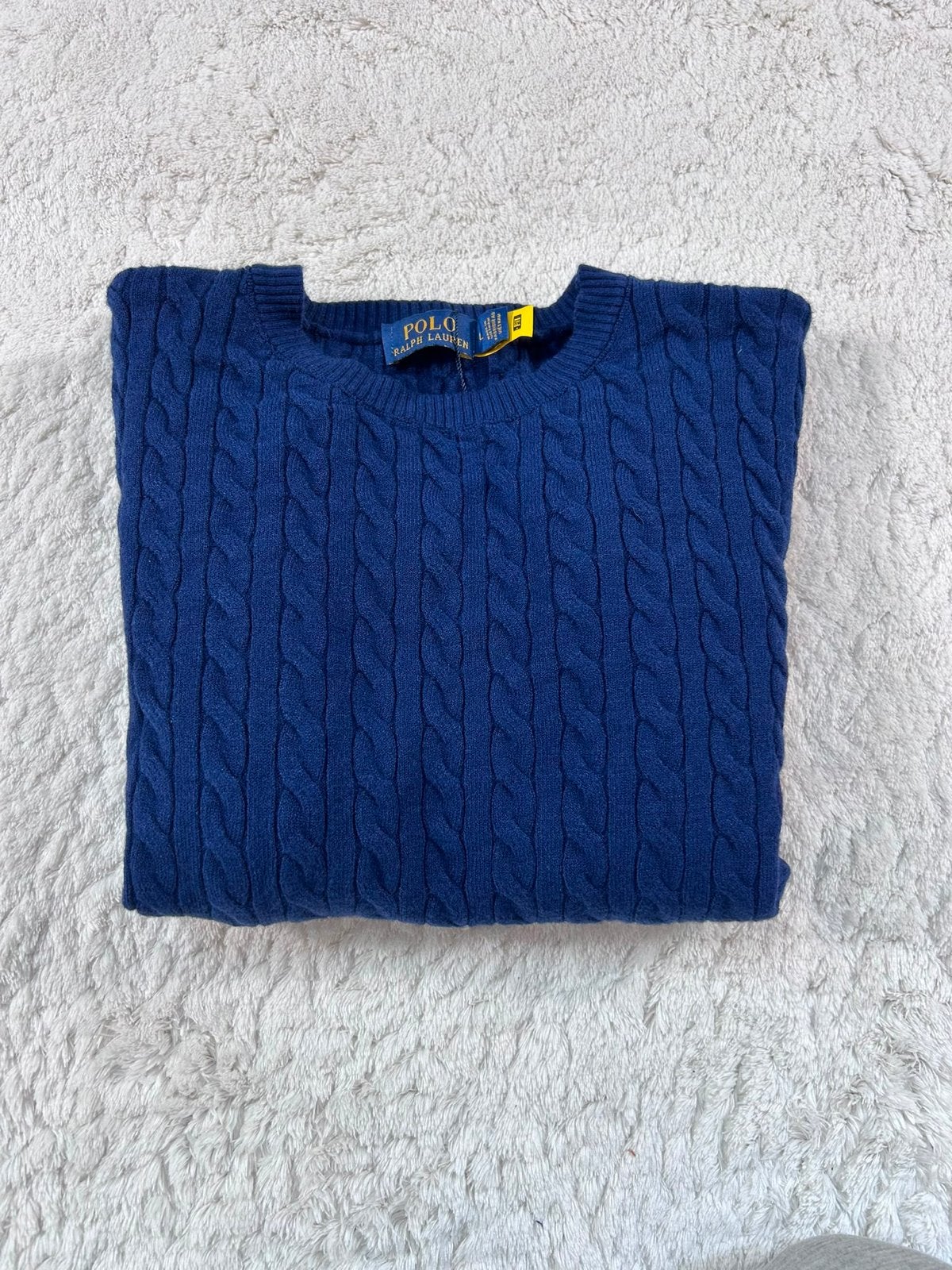 Polo Ralph Lauren kabelgebreide trui - Nieuw, Maat S, Verzenden, Nieuw, Maat 46 (S) of kleiner, Blauw