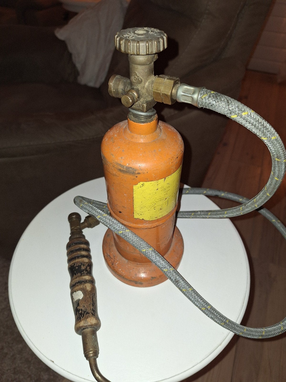 Oude soldeerbrander met gasfles, Ophalen of Verzenden, Gebruikt, Overige typen