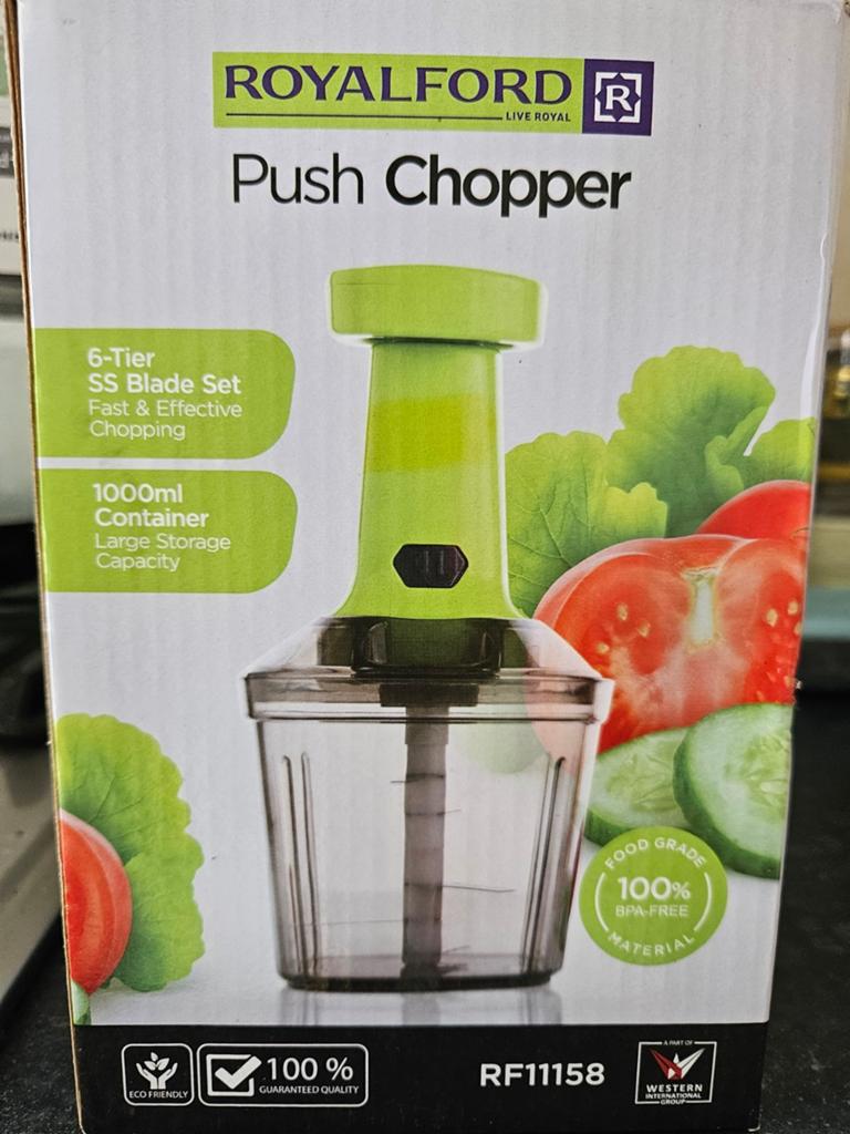 ROYALFORD Push Chopper - Handmatige Voedselhakker 1000ml, Kunststof, Nieuw, Ophalen of Verzenden, Overige merken