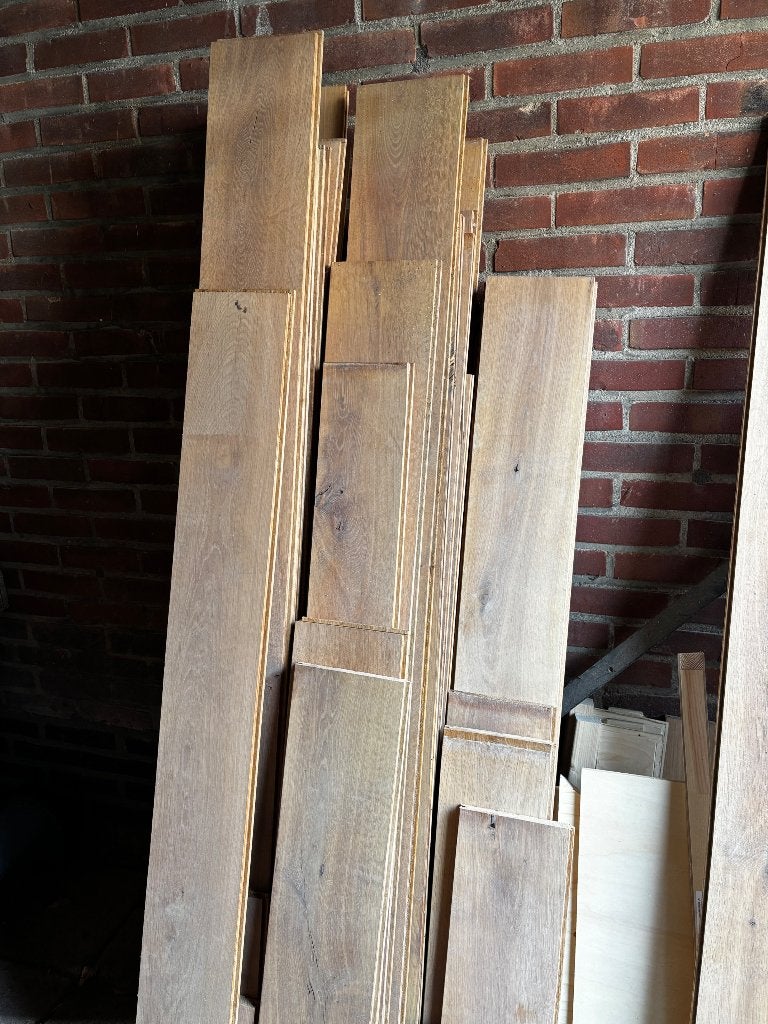 Restpartij massief eiken houten planken, Doe-het-zelf en Verbouw, Hout en Planken, Ophalen, Gebruikt, Minder dan 25 mm, Eiken
