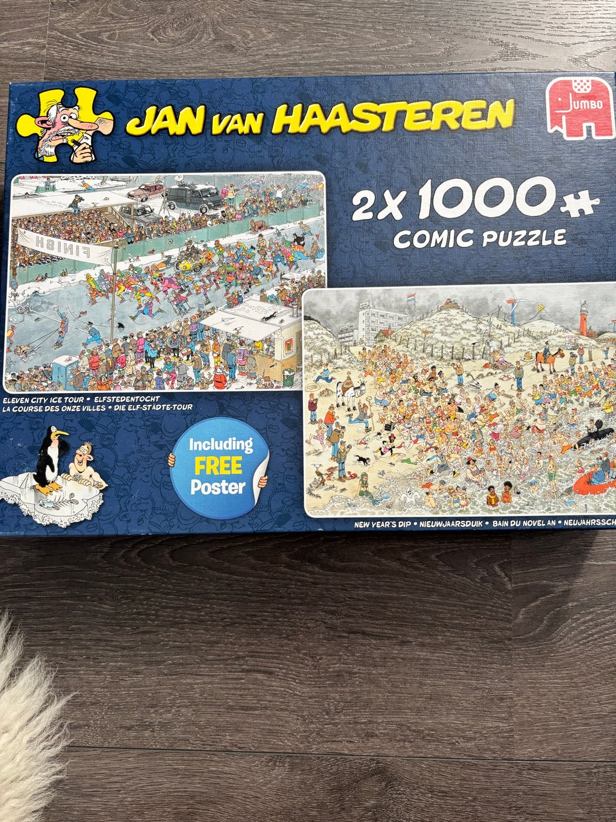 Jan van Haasteren 2x 1000 stukjes - Elfstedentocht & Nieuwja, Ophalen of Verzenden, 500 t/m 1500 stukjes, Zo goed als nieuw, Legpuzzel