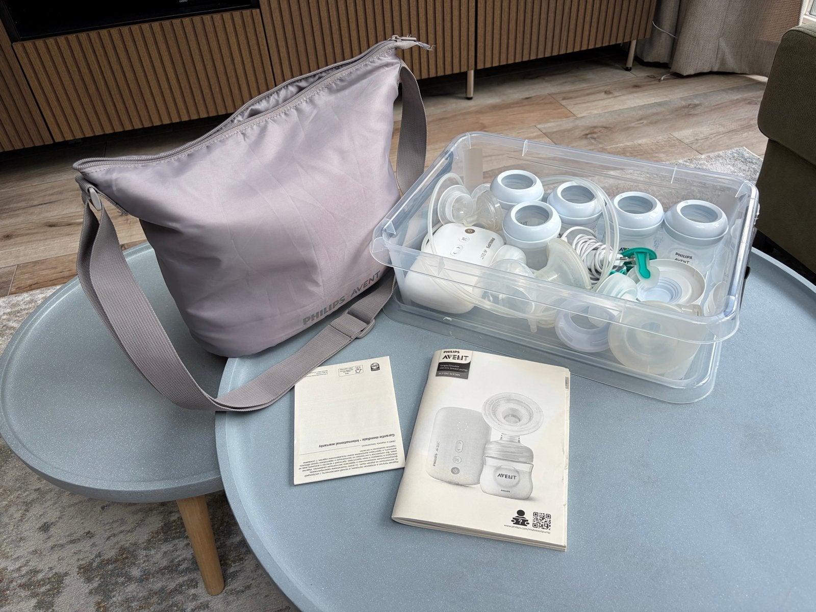 Philips Avent dubbele elektrische borstkolf + asseccoires, Ophalen of Verzenden, Zo goed als nieuw