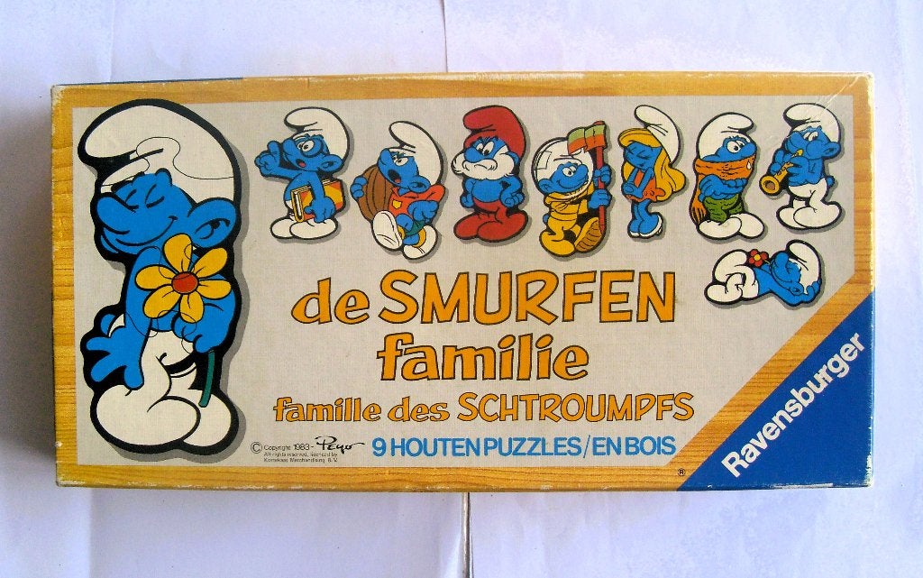 De Smurfen Familie Houten Puzzel 1983 Smurf The Smurfs, Verzamelen, Smurfen, Ophalen of Verzenden, Zo goed als nieuw, Verschillende Smurfen