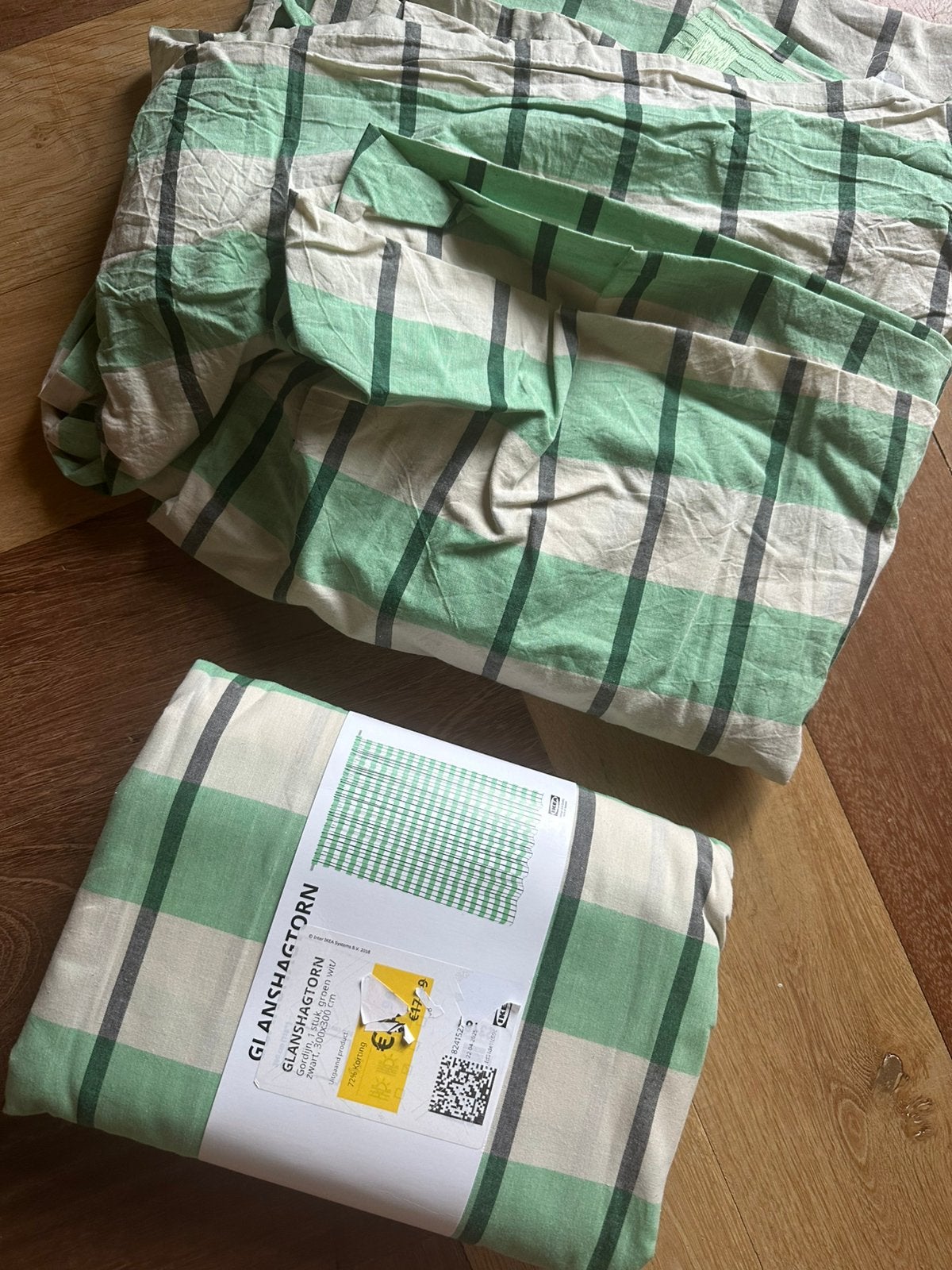 gordijn ikea ruit groen 1 stuks, Huis en Inrichting, Stoffering | Gordijnen en Lamellen, Ophalen of Verzenden, Nieuw, Groen, Minder dan 100 cm