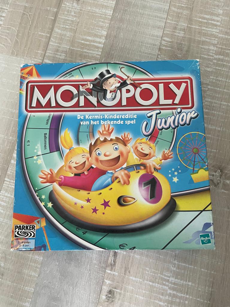 Monopoly Junior - De Kermis-Kindereditie, Hobby en Vrije tijd, Gezelschapsspellen | Bordspellen, Drie of vier spelers, Ophalen of Verzenden