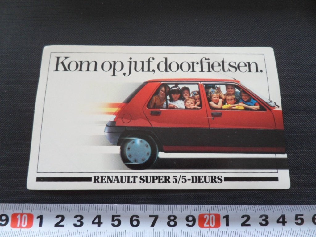 sticker RENAULT super 5/5 deurs kom op juf, doorfietsen *, Ophalen, Zo goed als nieuw