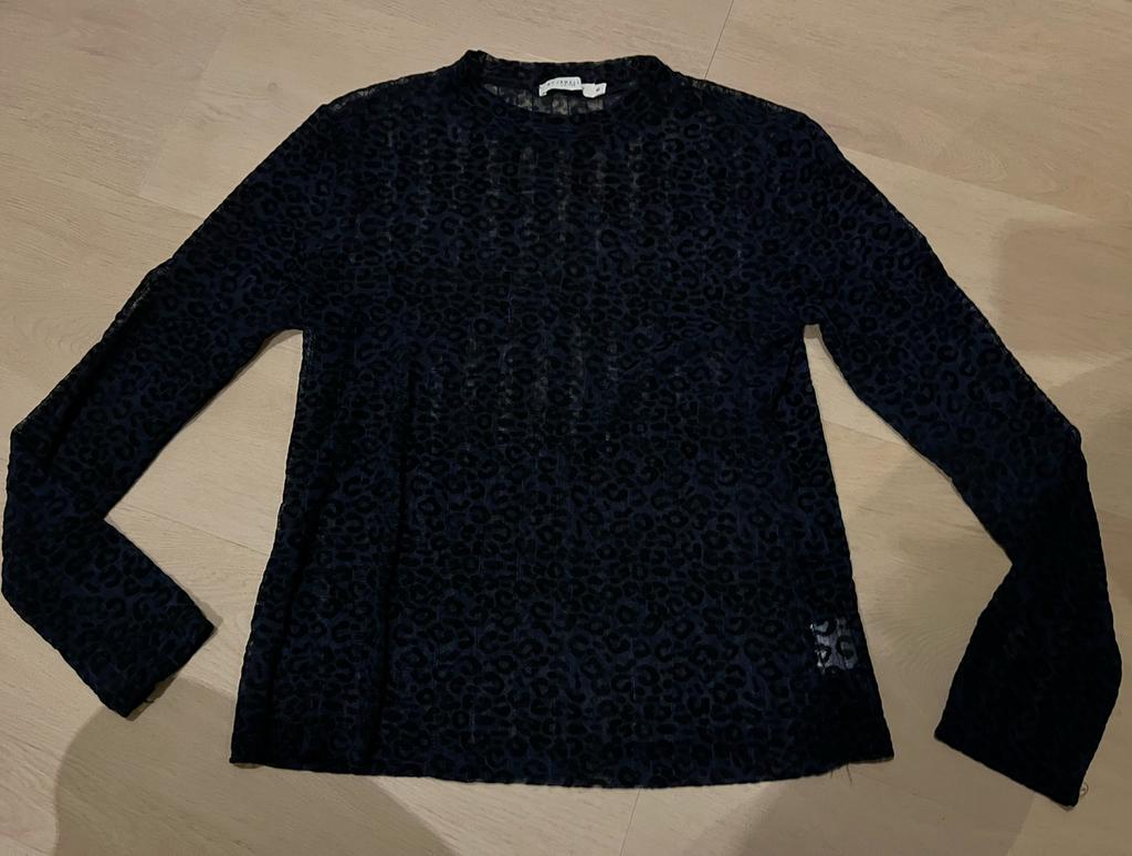 Donker blauw/panter doorschijnend truitje, Ophalen of Verzenden, Zo goed als nieuw, Blauw, Lange mouw
